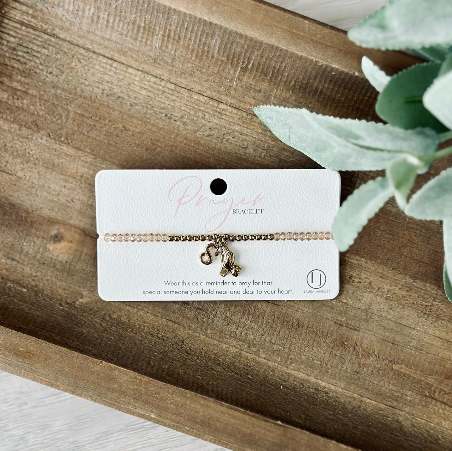 Laura Janelle Gold Prayer Initial Bracelet