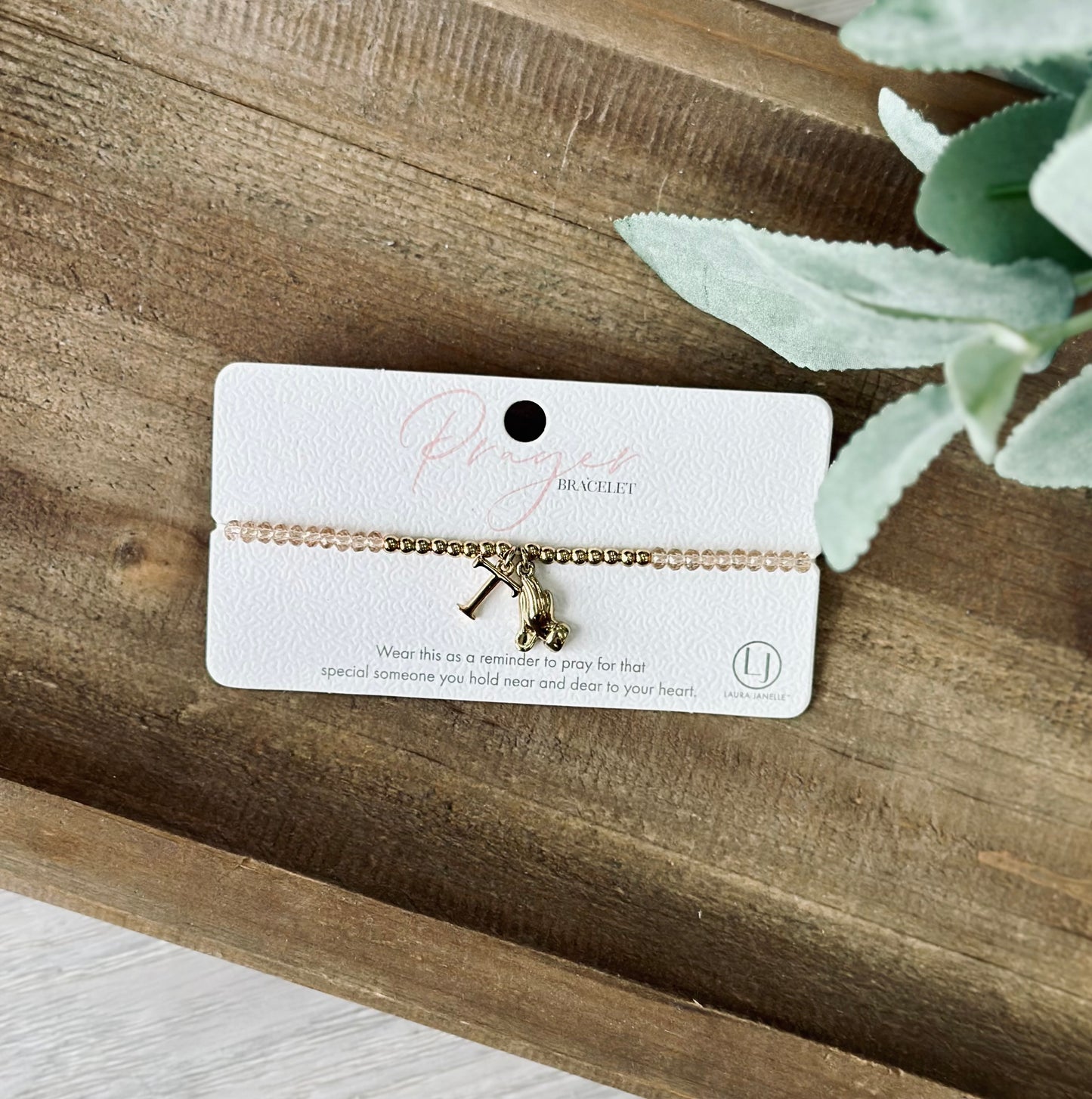 Laura Janelle Gold Prayer Initial Bracelet