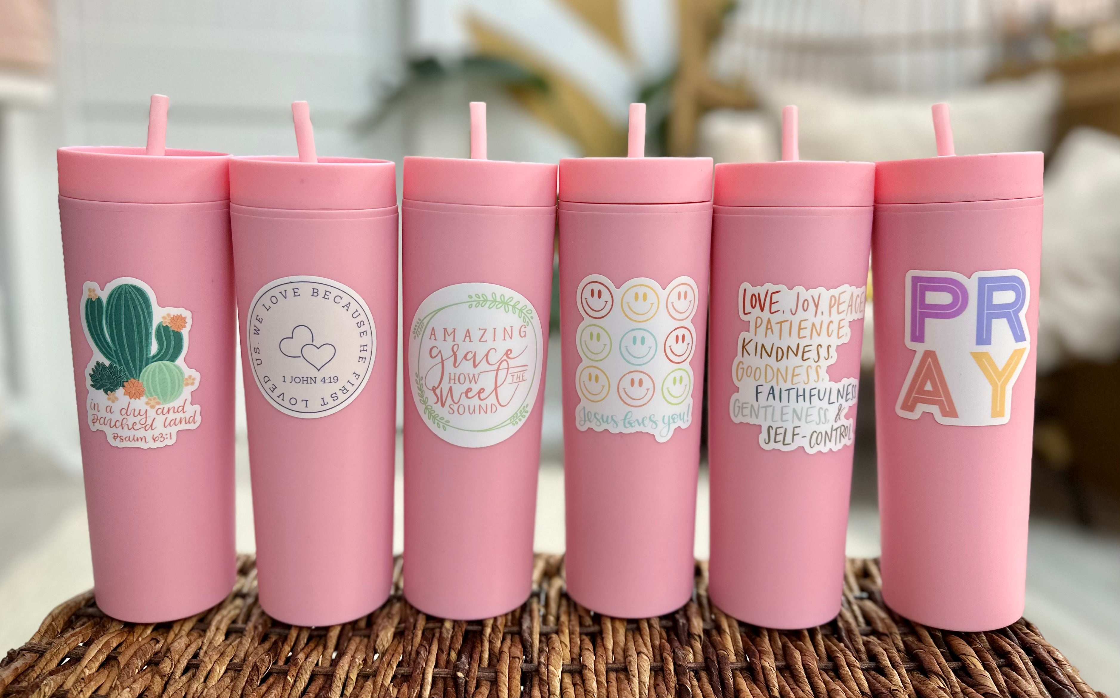 Pink Tumbler with Straw