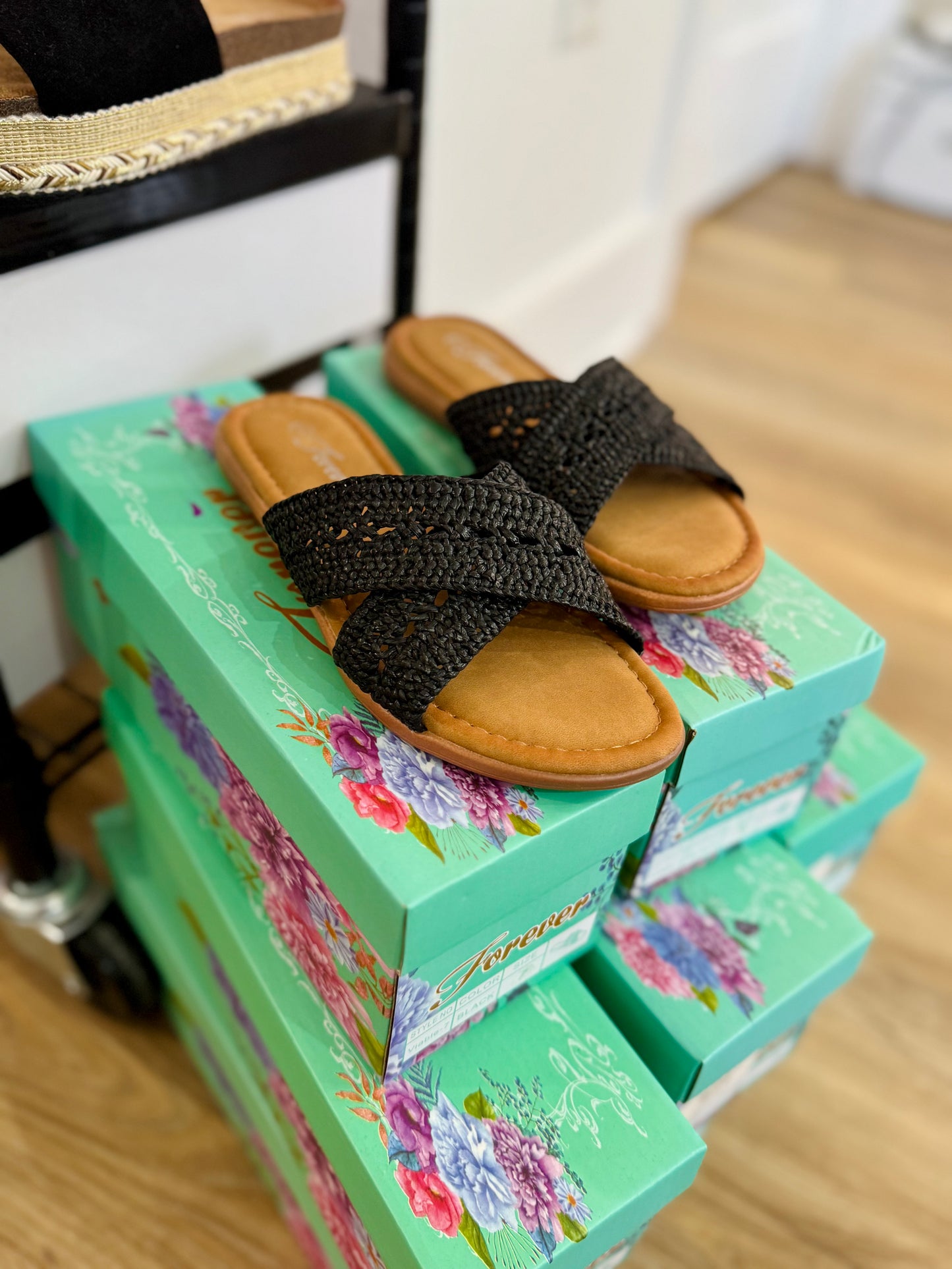 Black Raffia Sandals