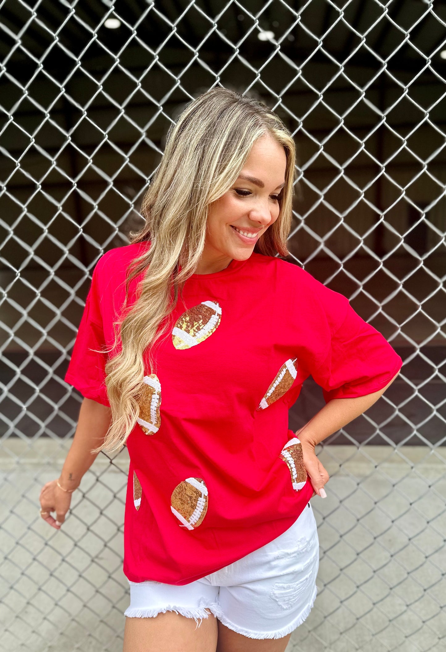 Sequin Football Oversized Tee