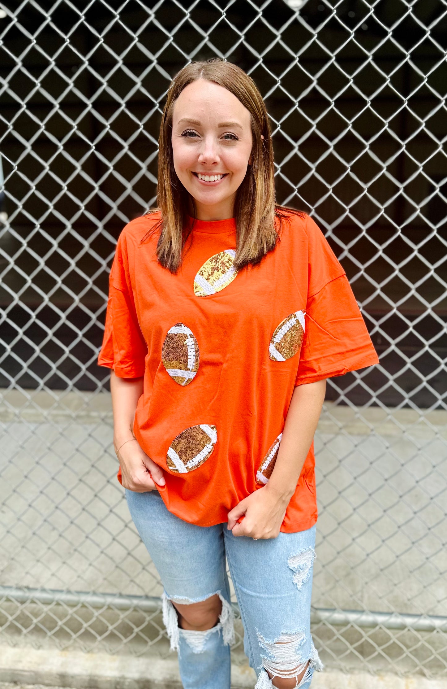 Sequin Football Oversized Tee