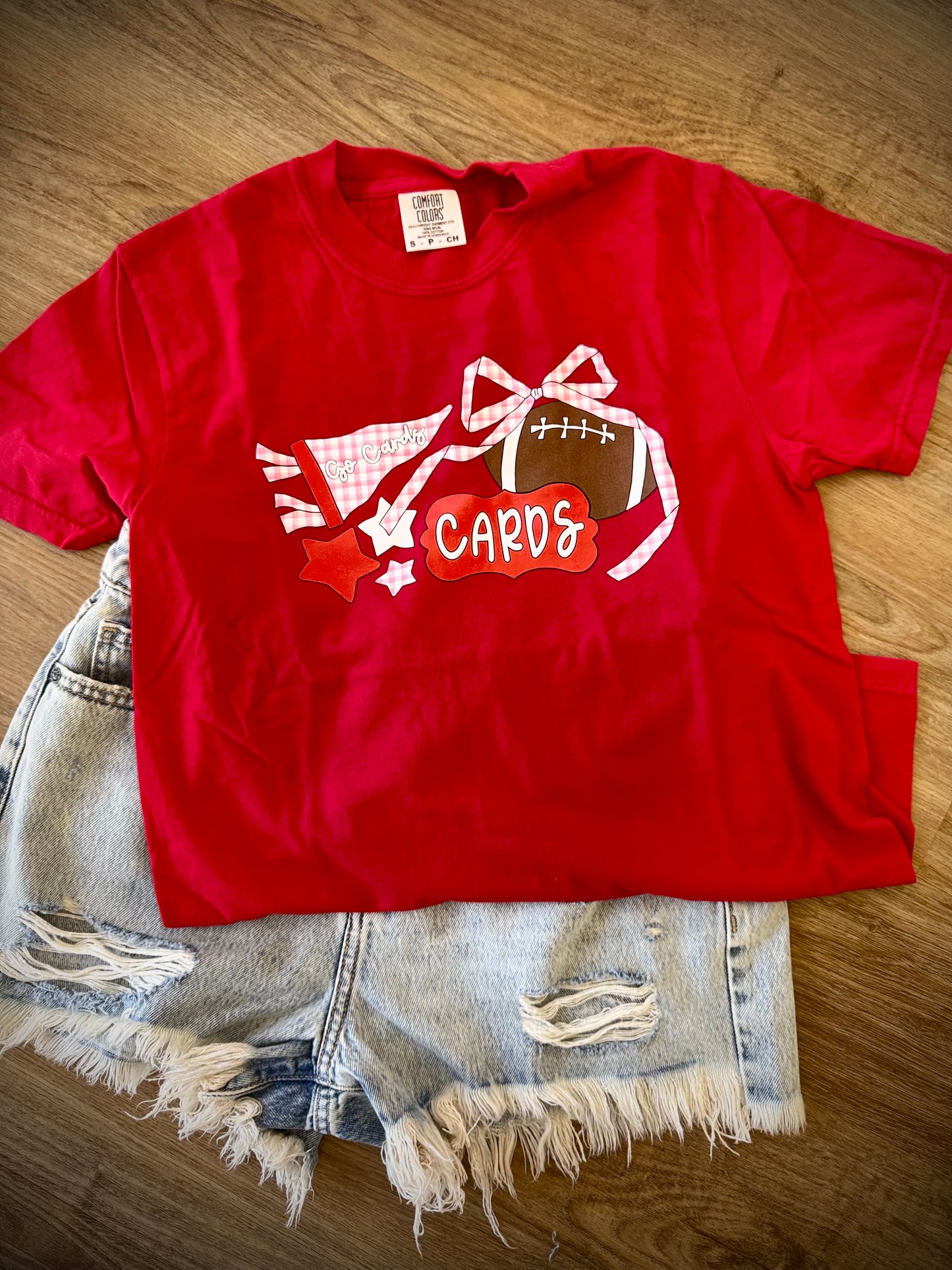 Gingham Bow Cards Football Tee