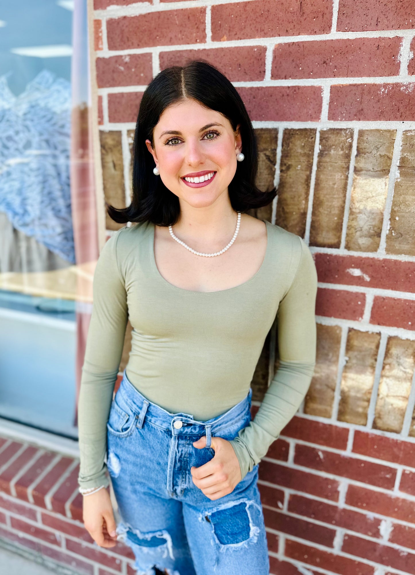 Long Sleeve Scoop Neck Basic Top