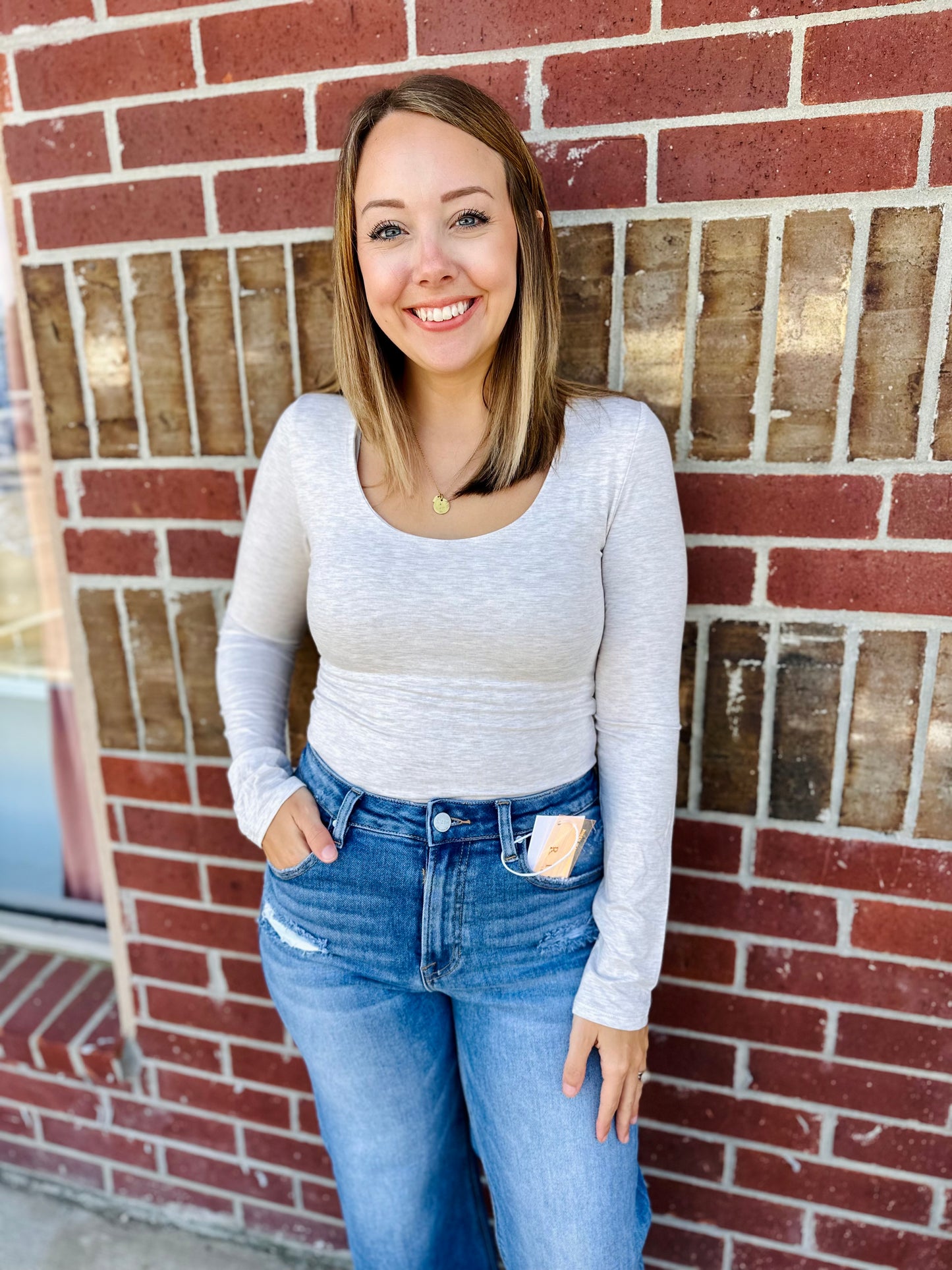 Long Sleeve Scoop Neck Basic Top