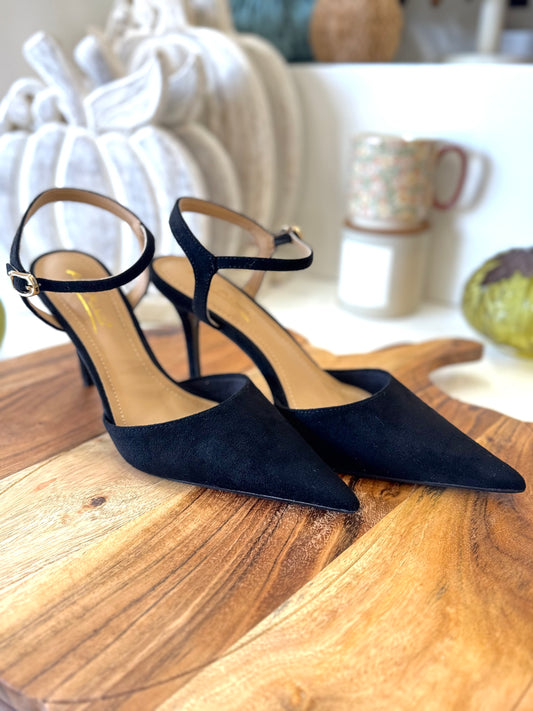 Black Suede Pointed  Stiletto