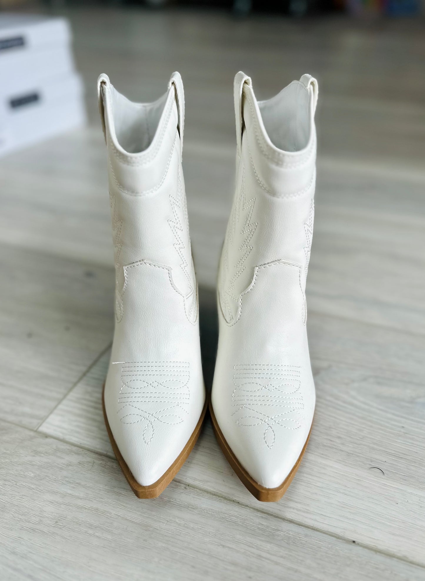 White Western Bootie