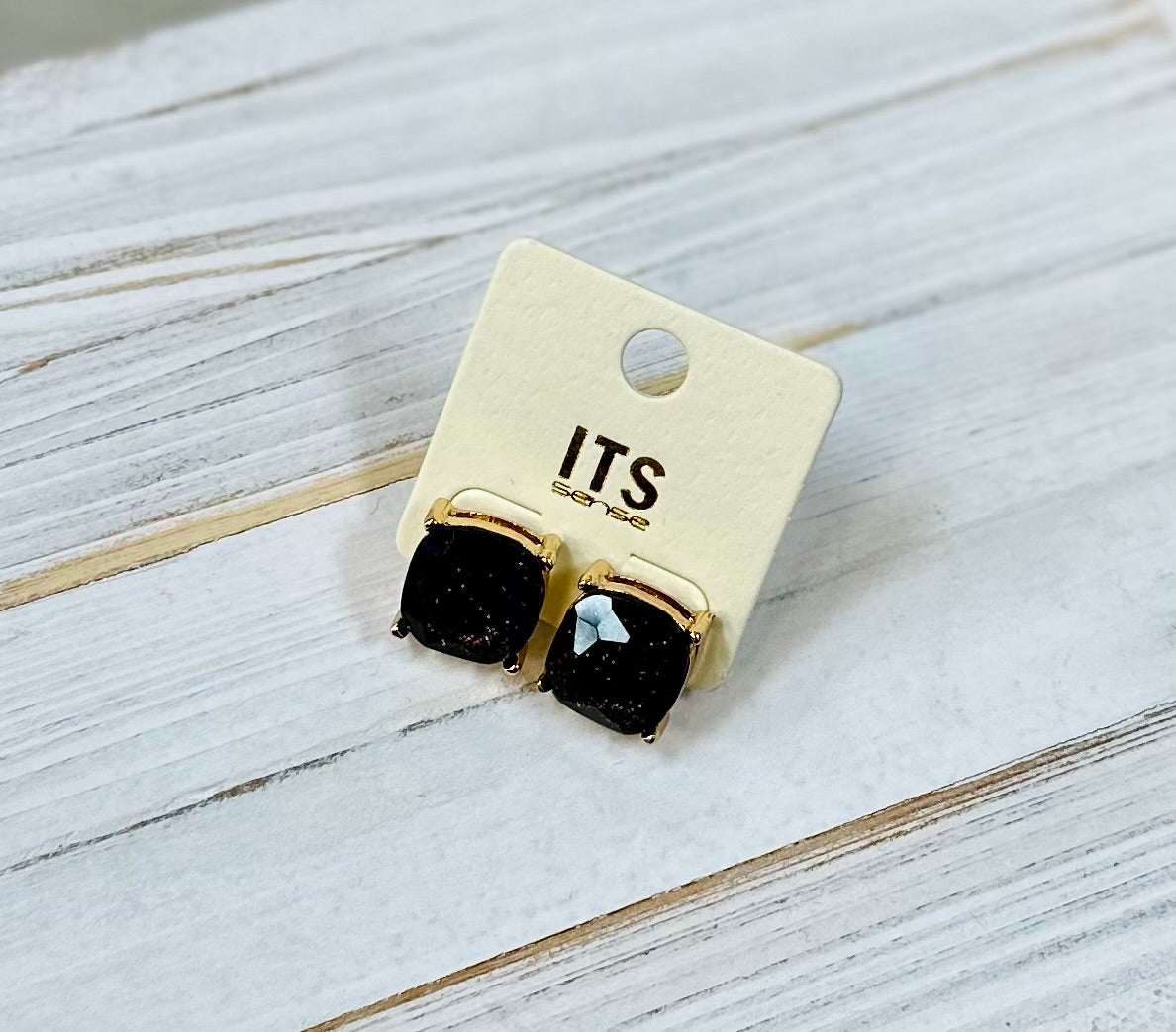 Cushion Cut Iridescent Glitter Glass Earrings