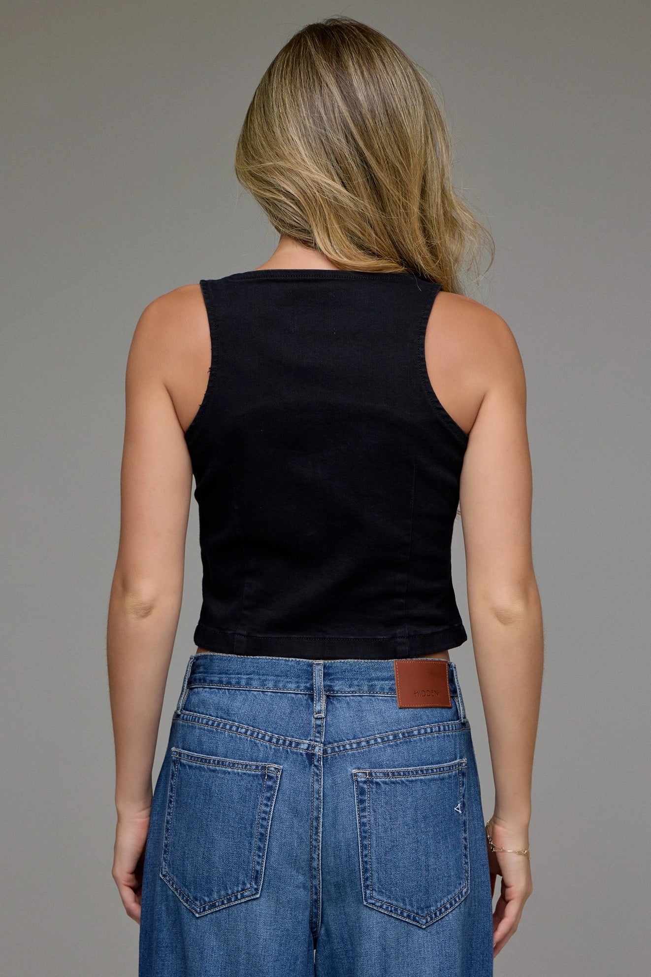 Hidden Black Denim Vest