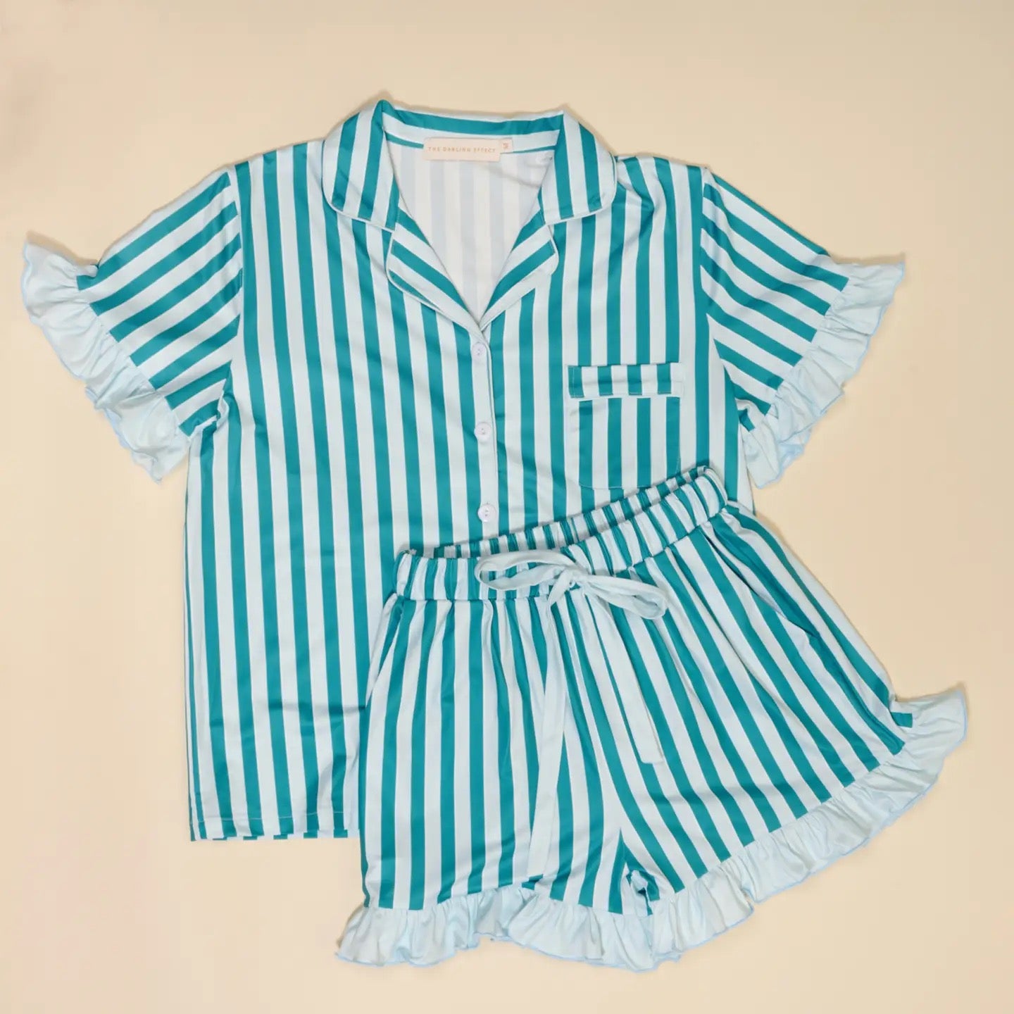 Teal Striped PJ Set