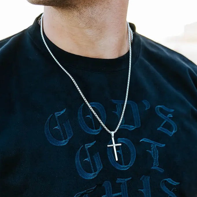 Mens Silver Cross Necklace