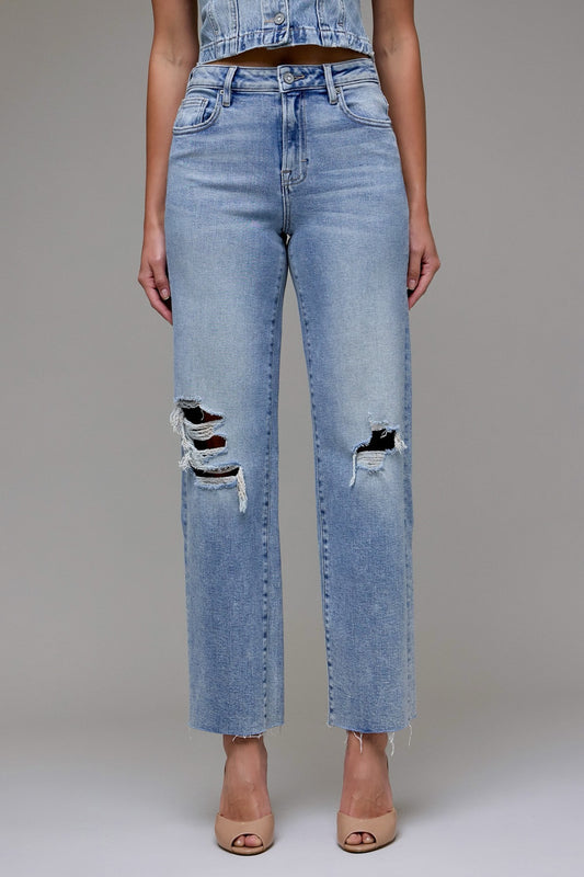 Hidden Vintage Light Classic Straight with Distressed Knee Jeans