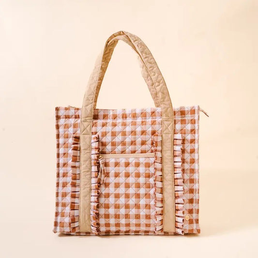 Gingham Everyday Quilted Tote Bag