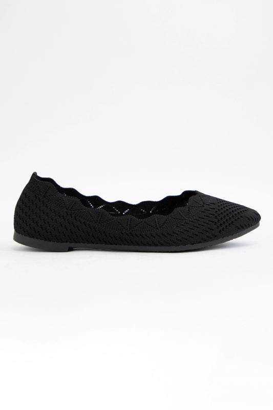Black Kosta Scallop Crochet Flats