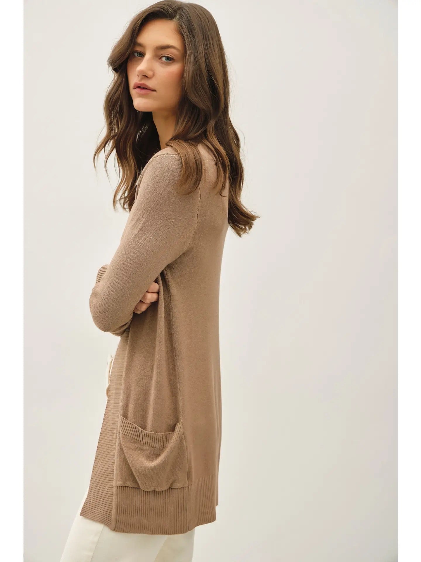 Mocha Knit Open Front Cardigan