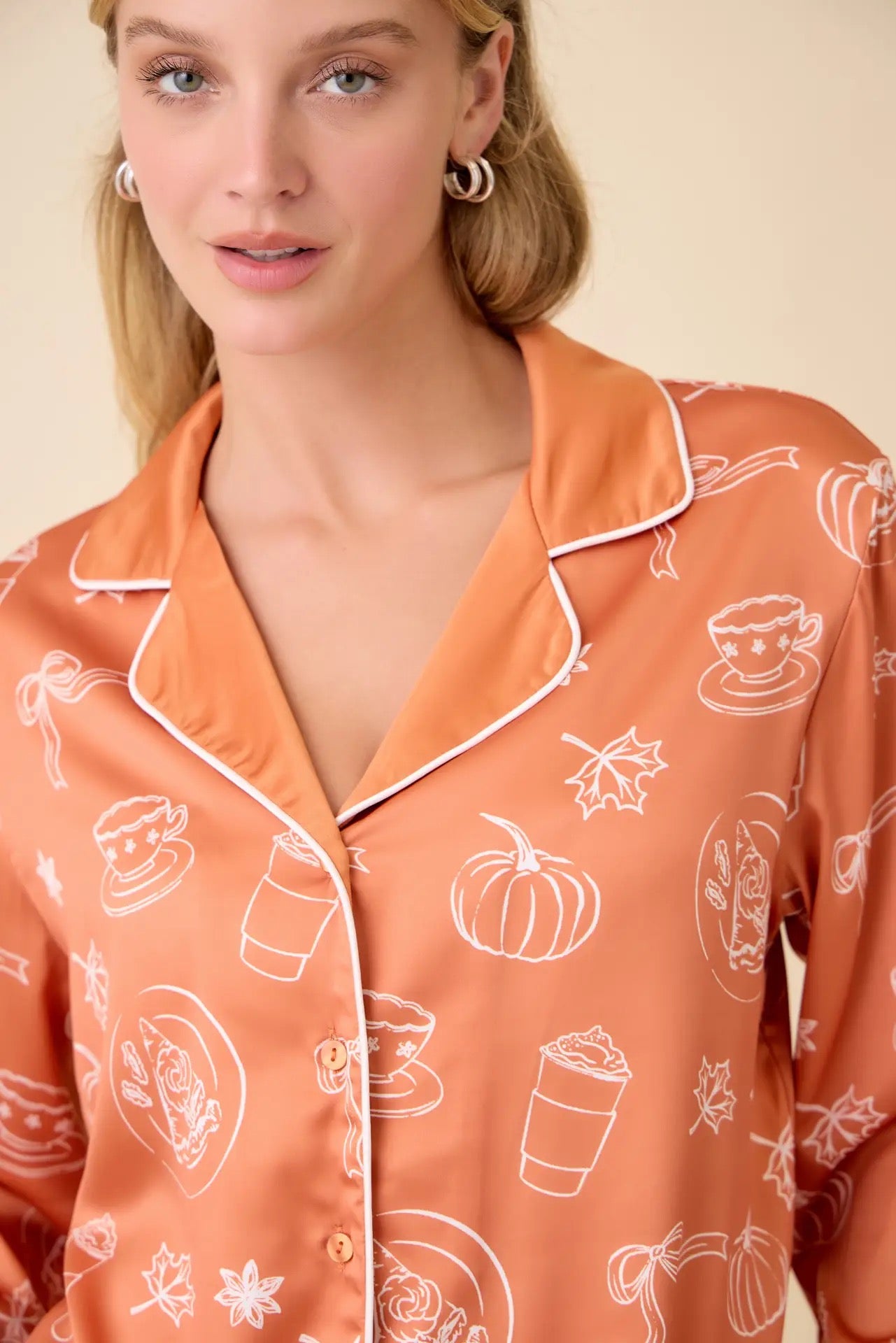Pumpkin Spice Satin PJ Short Set