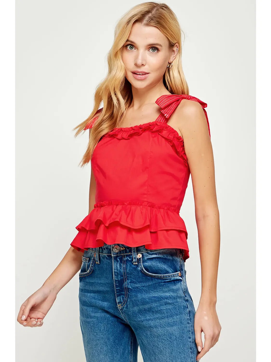 Poplin Ruffle Sleeve Top