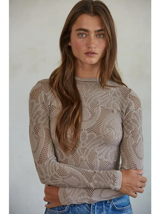 Knit Seamless Mock Neck Long Sleeve Top