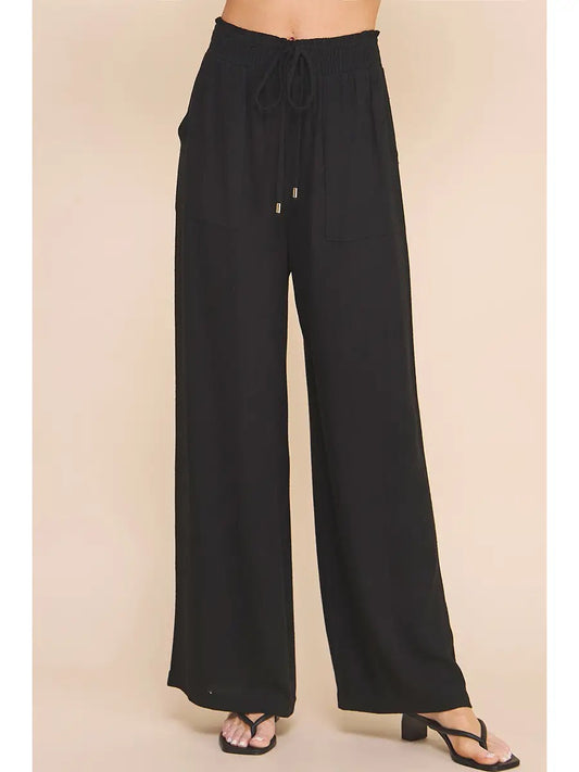 Black Wide Leg Linen Pants