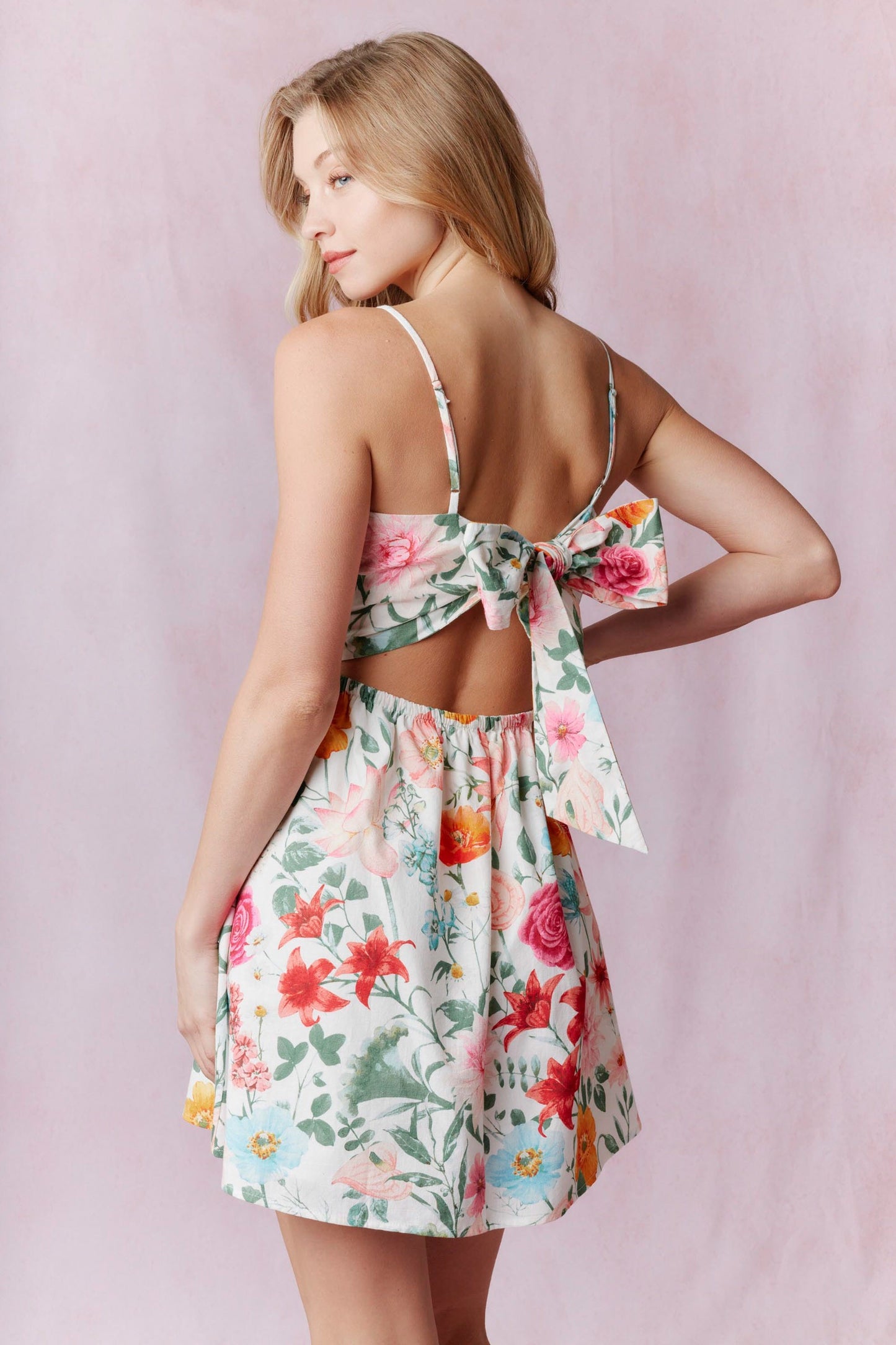 Floral Linen Mini Dress
