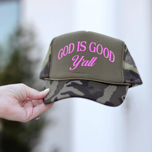 God Is Good Y'all Camo Trucker Hat