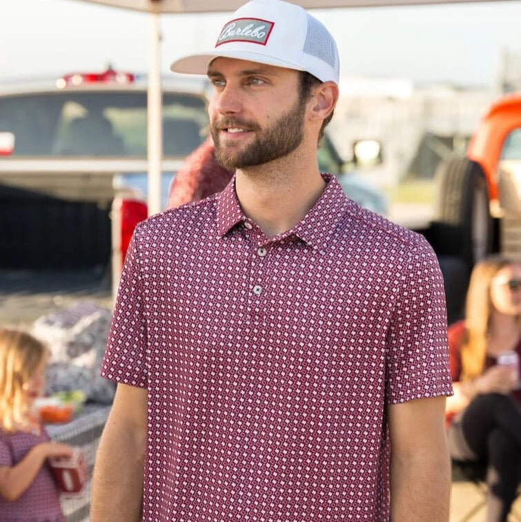 Burlebo Performance Polo Texas Maroon & Grey