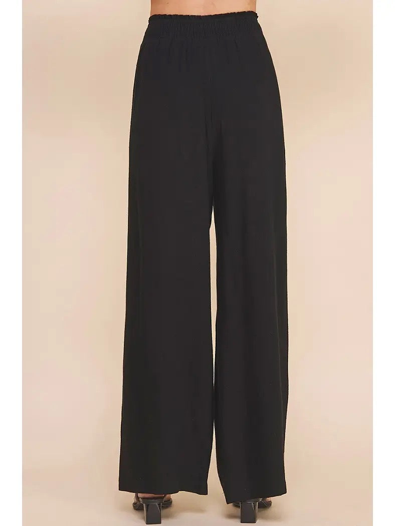 Black Wide Leg Linen Pants