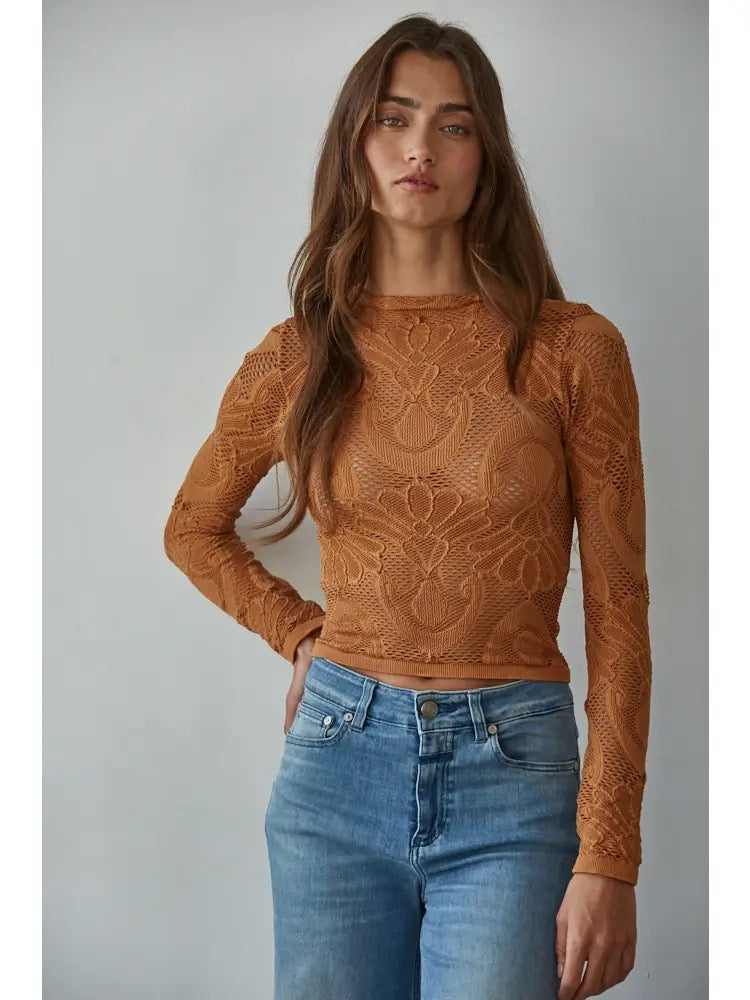 Knit Seamless Mock Neck Long Sleeve Top