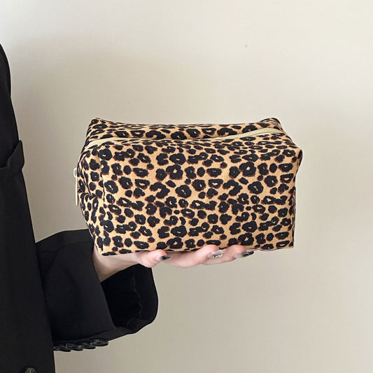 Leopard Canvas Small Makeup Pouch