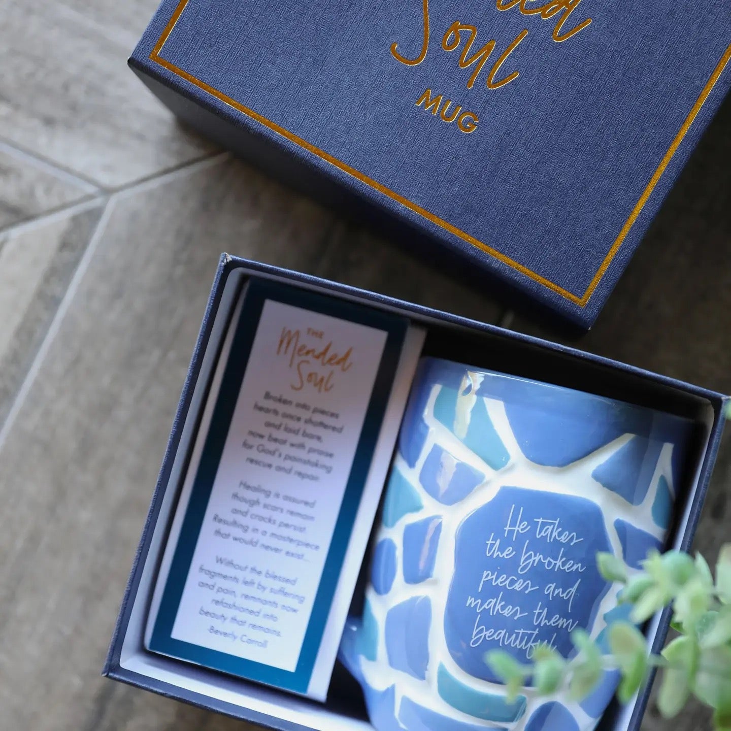 Mended Blue Mug with Box