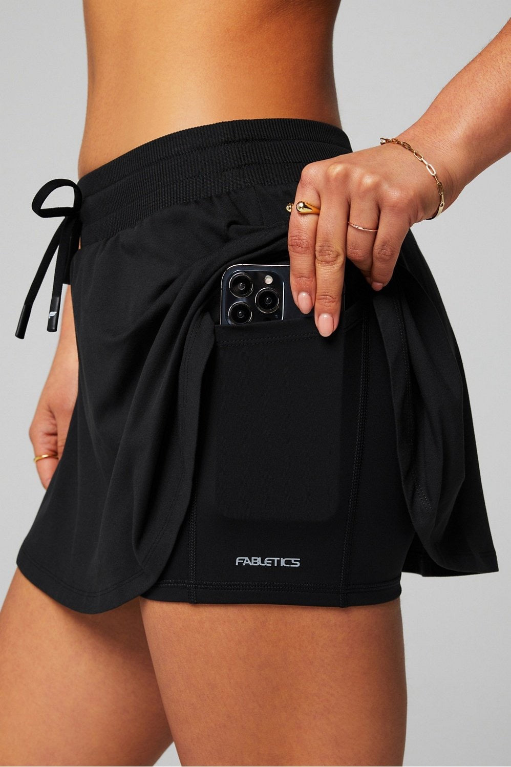 Fabletics Cloud Jersey Flounce Skirt-Black