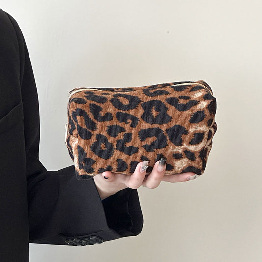 Brown Large Print Leopard Pouch-small