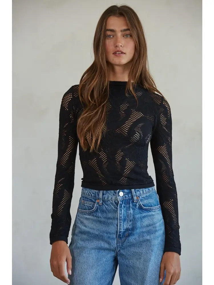 Knit Seamless Mock Neck Long Sleeve Top