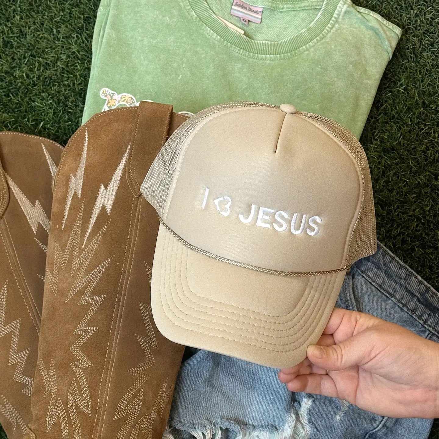 I <3 Jesus Embroidered Trucker Hat