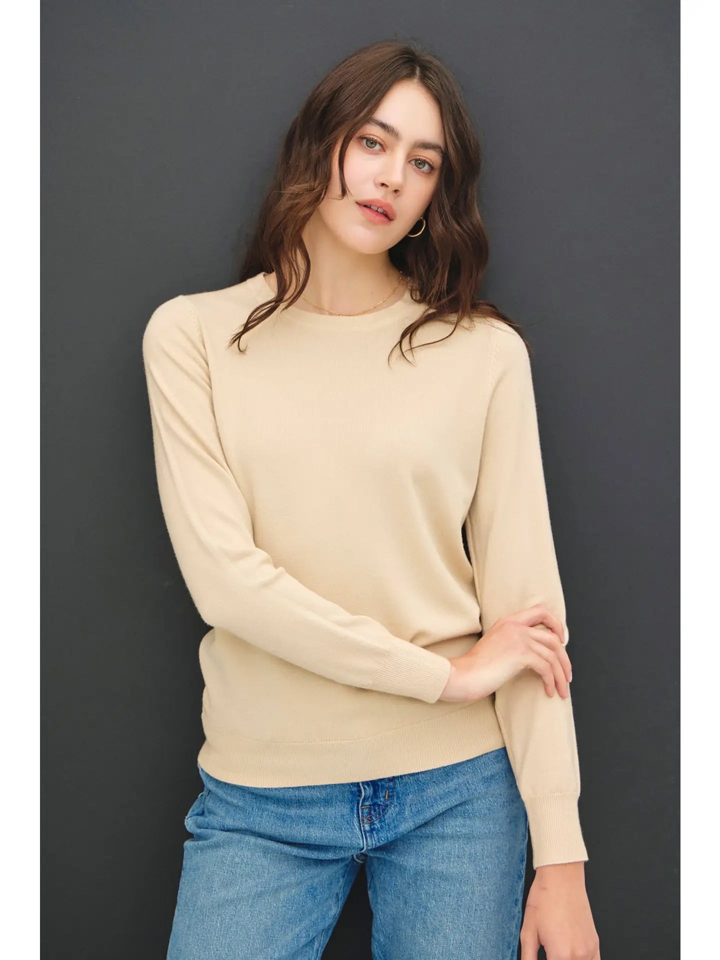 Oatmeal Classic Roundneck Sweater