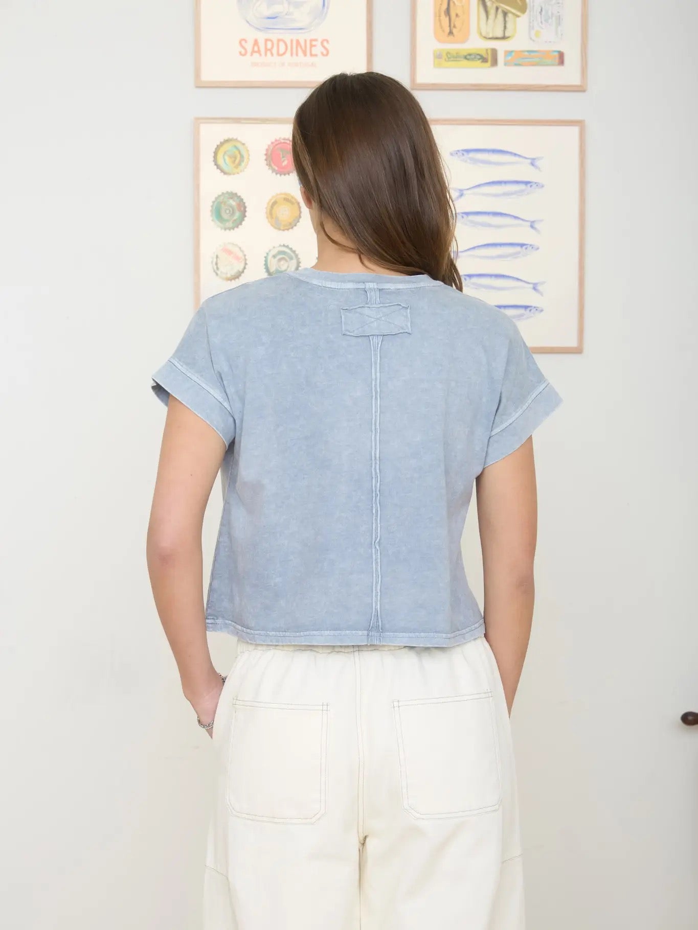 Slate Blue Washed Boxy Top