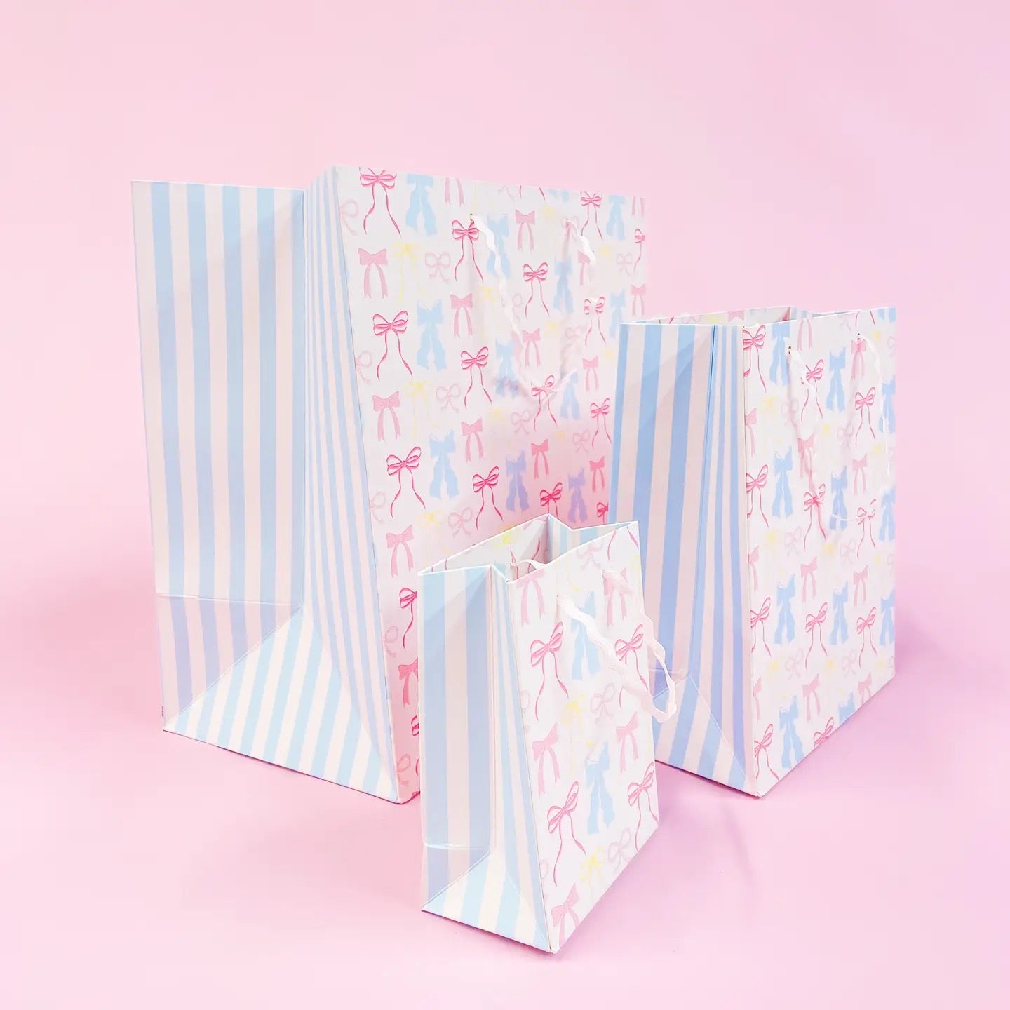 Pastel Bows and Stripes Gift Bag with Tag