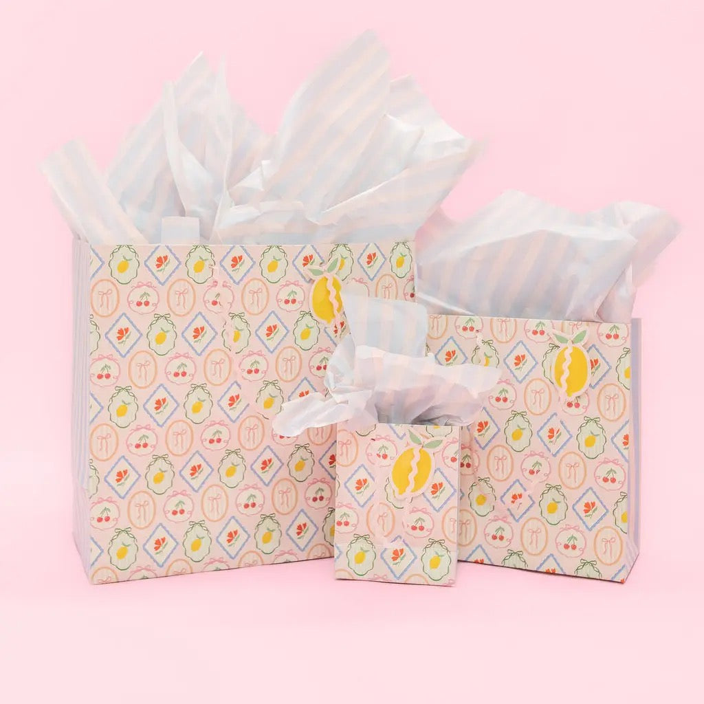 Fruit Cocktail + Stripe Gift Bag - Ric Rac Handle + Gift Tag