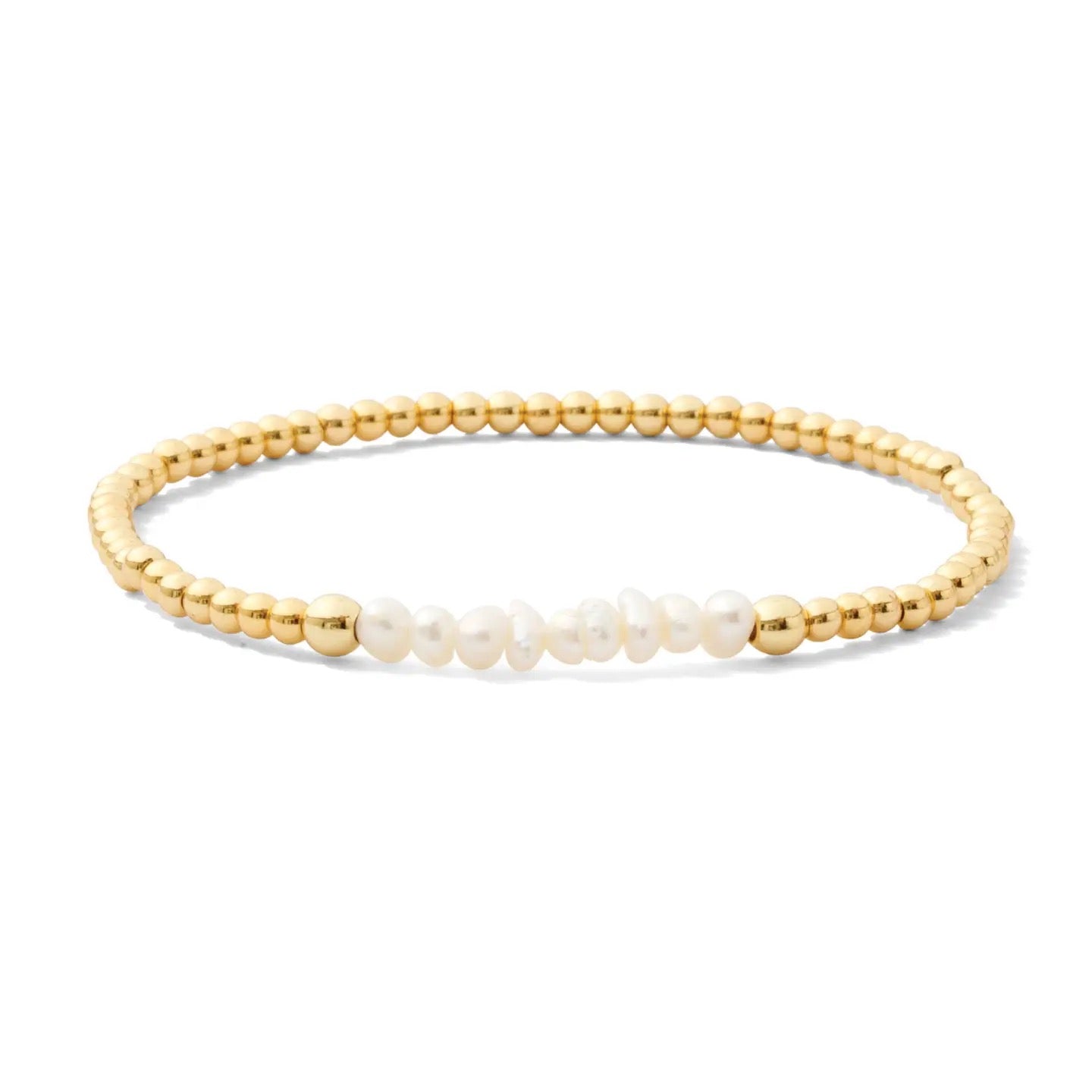 Freshwater Pearl Cluster/Gold Bead Stretch Bracelet