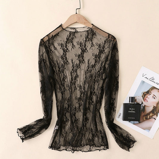 Lace Mesh Long Sleeve Top