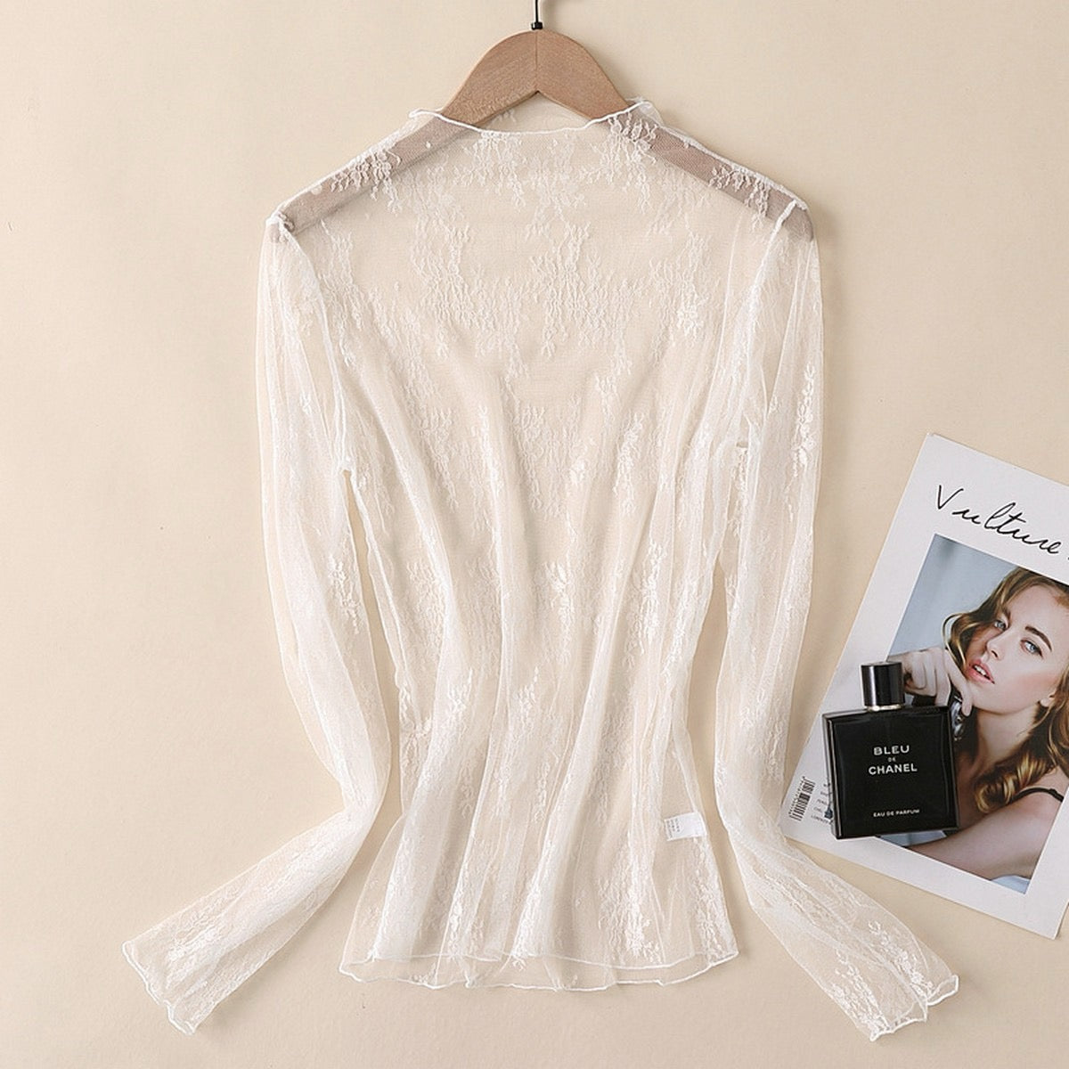Lace Mesh Long Sleeve Top