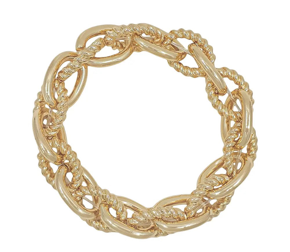 Interlocking Gold Chain Stretch Bracelet