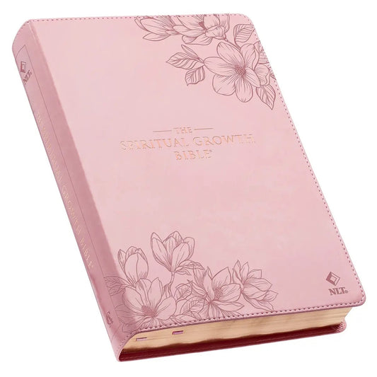 NLT Spiritual Growth Bible Faux Leather - Pink Floral