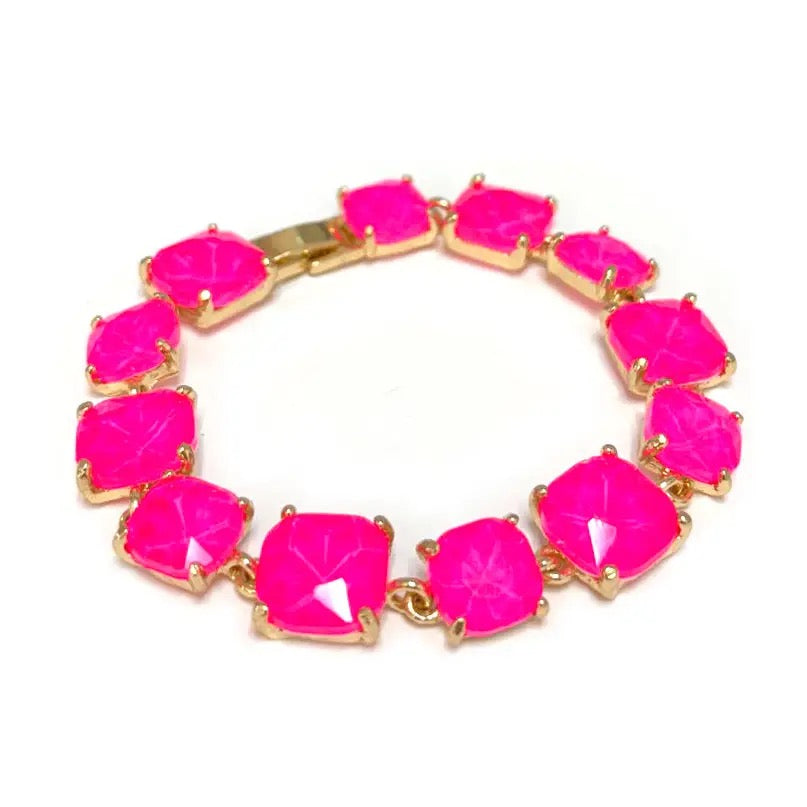Hot Pink Glass Crystal Bracelet