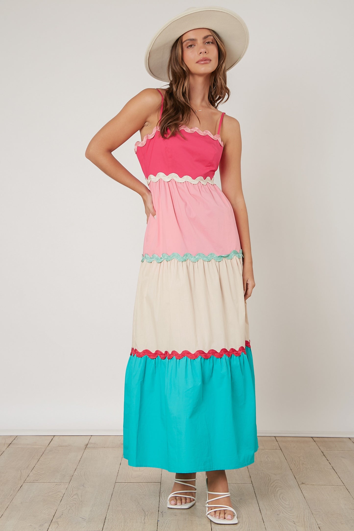 Color Block Tiered Maxi Dress