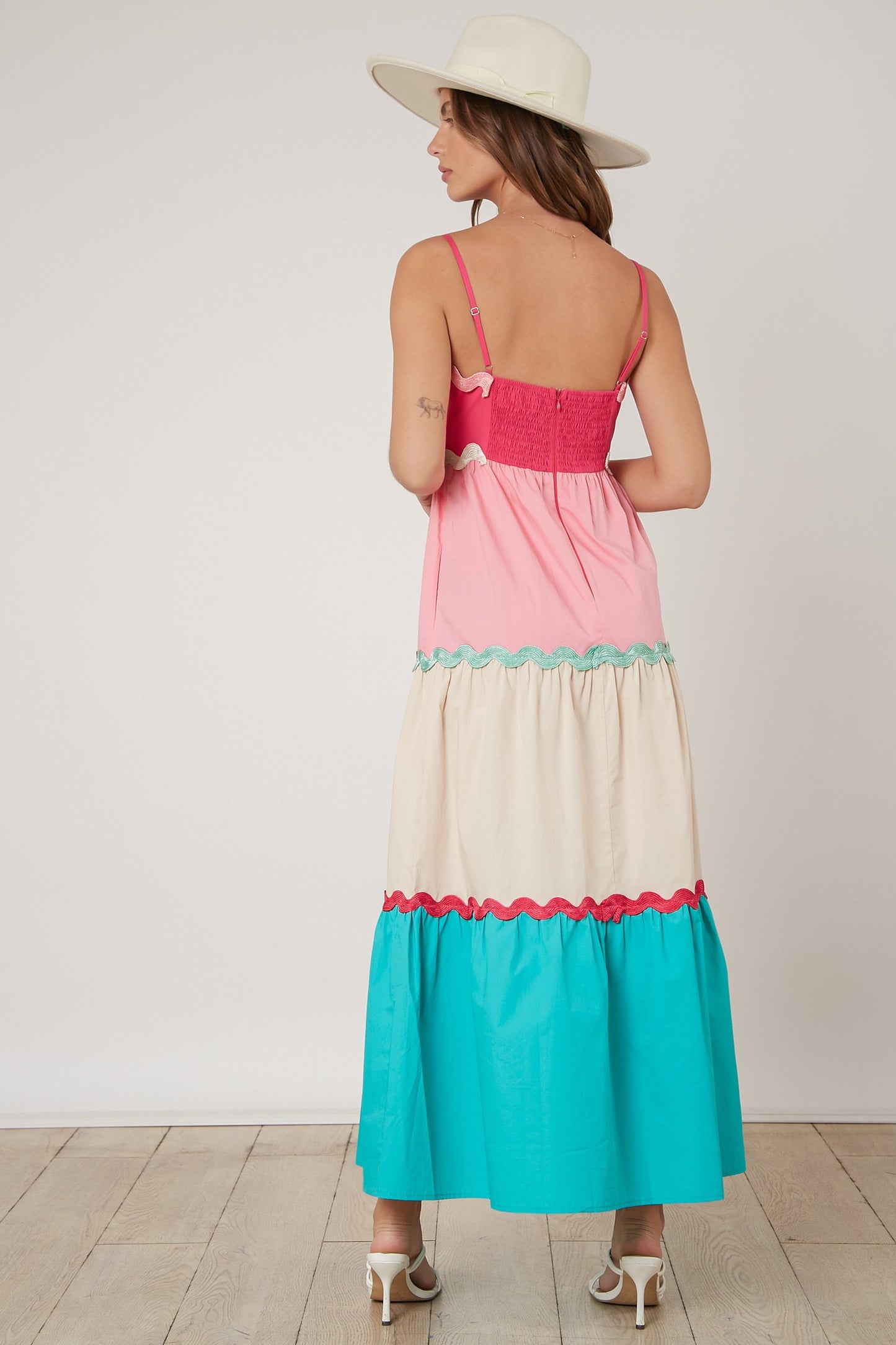 Color Block Tiered Maxi Dress