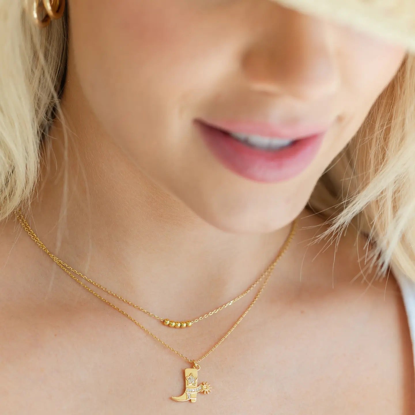 Glitzy Cowgirl Boot Double Necklace