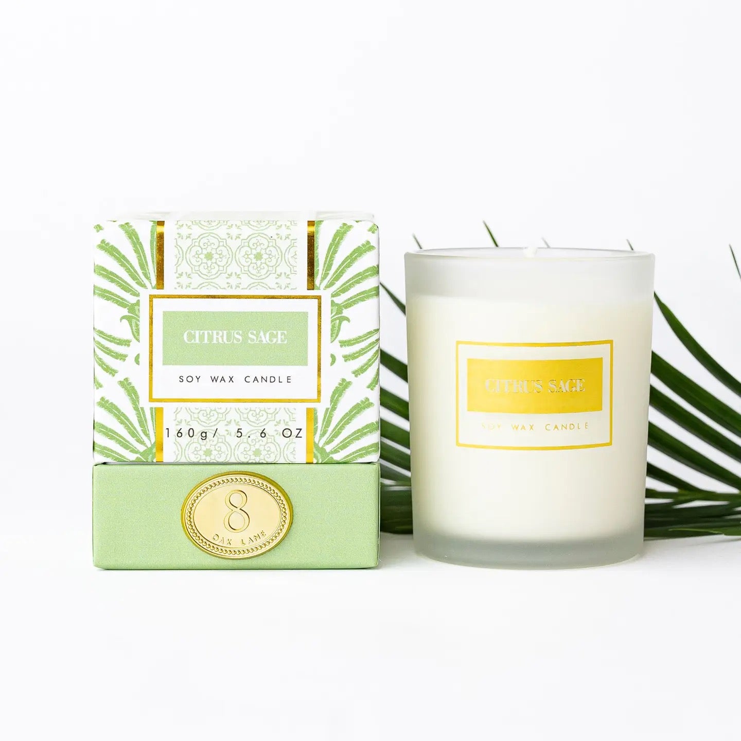 8 Oak Lane Citrus Sage 5.6 oz Soy Wax Candle