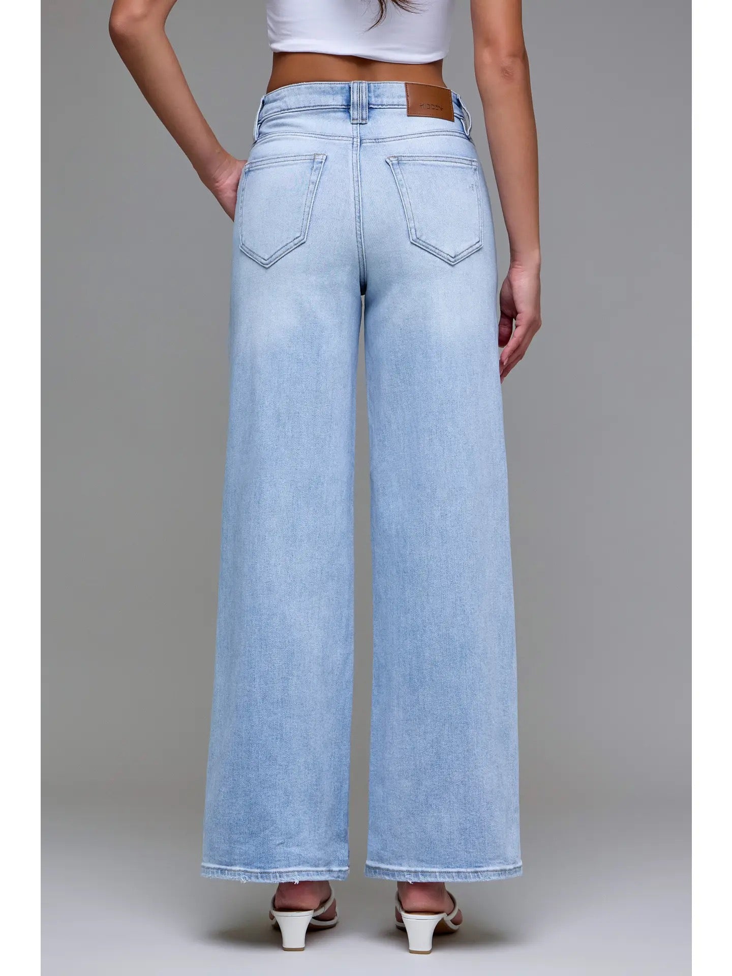 Hidden Light Wash High Waist Wide Leg Jean