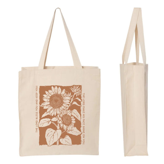 Sunflower Blessing Scripture Tote Bag
